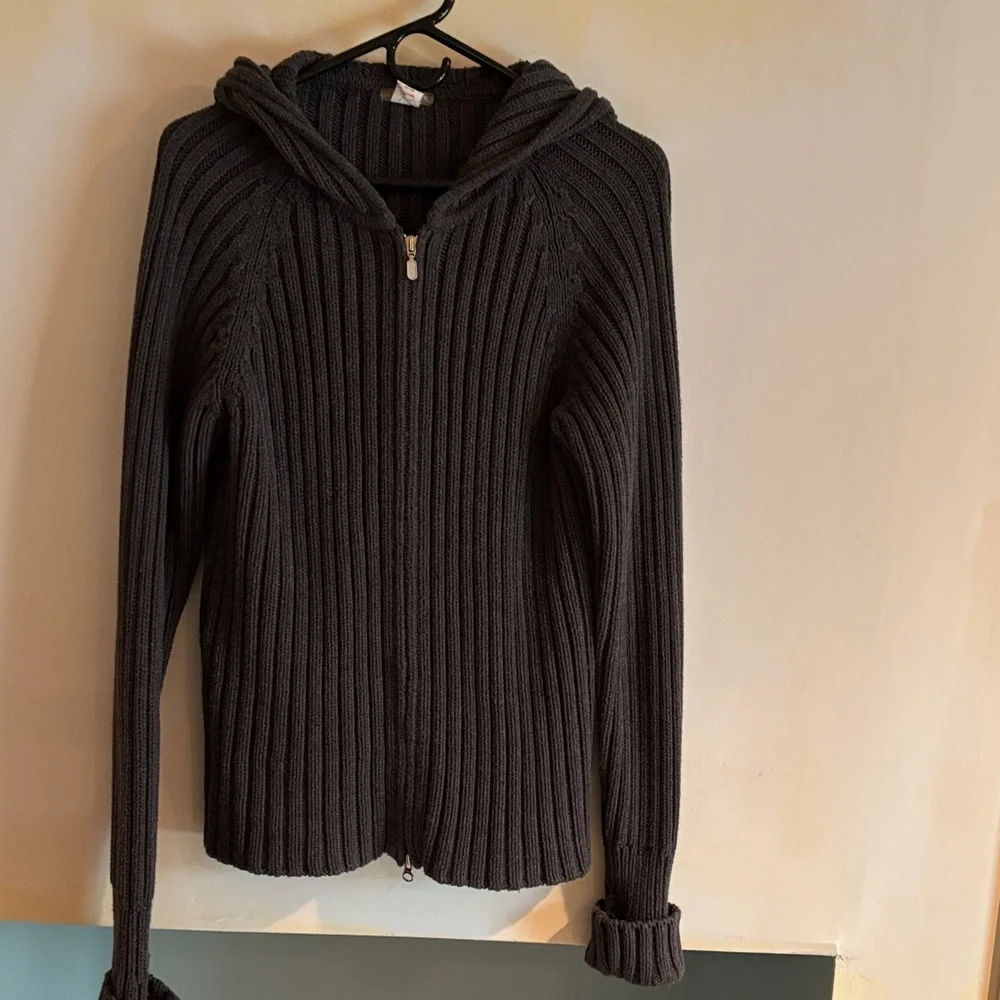 Men’s dark gray zip up hooded Sweater - Picture 1 of 5